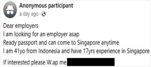 Screenshot of a Facebook direct hire post
