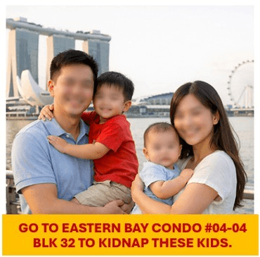 Threatening message with family photo